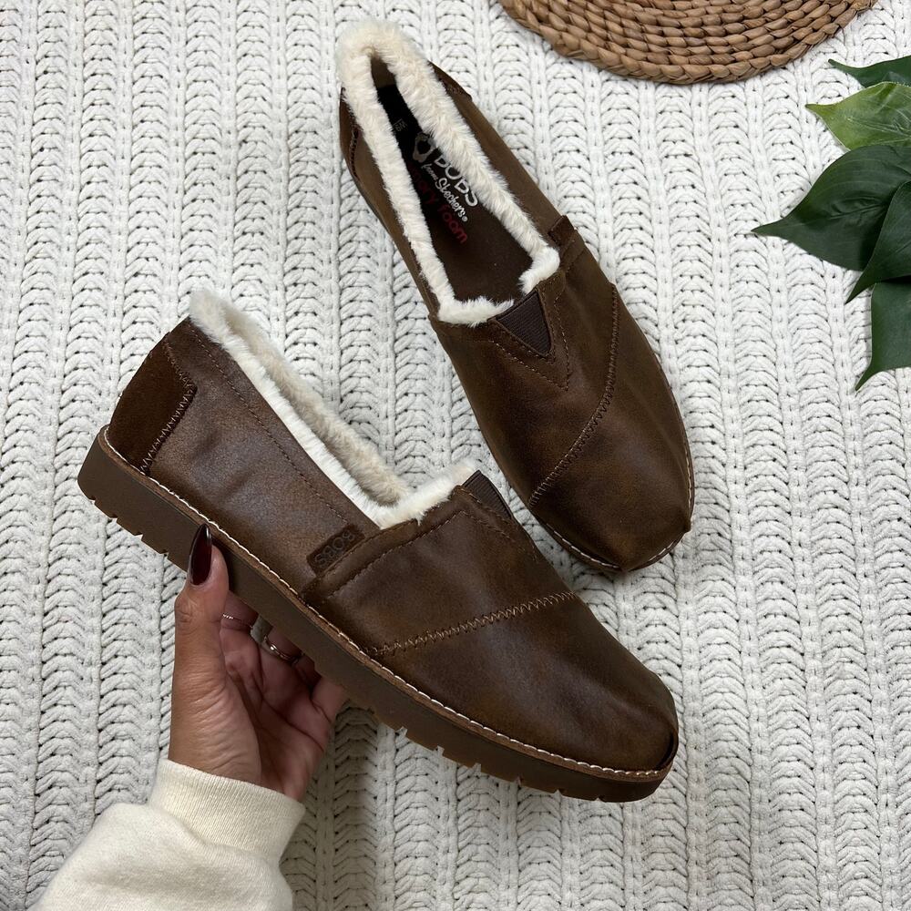 Skechers BOBS Chill Lugs Urban Spell Brown Loafers Women's Size 9.5
